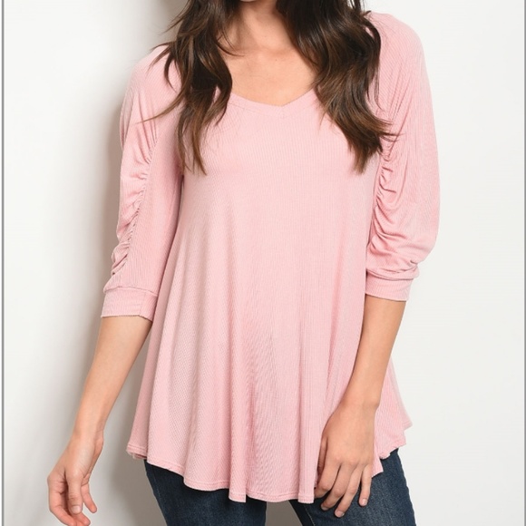 C.C. Boutique Tops - FINAL PRICE!! Baby Pink Ruffle Sleeve Tunic Top